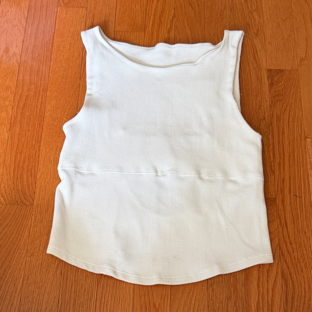 Free People Cream Ribbed Tank